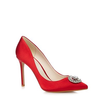 Red 'Paola' sateen embellished high court shoes